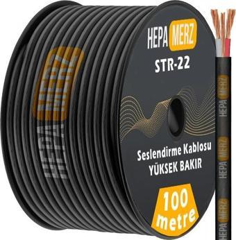 Hepa Merz Str-22 Stereo Mikrofon Kablosu 2x0.22 mm Ses Kablosu 100 Mt. (%100 Bakır)