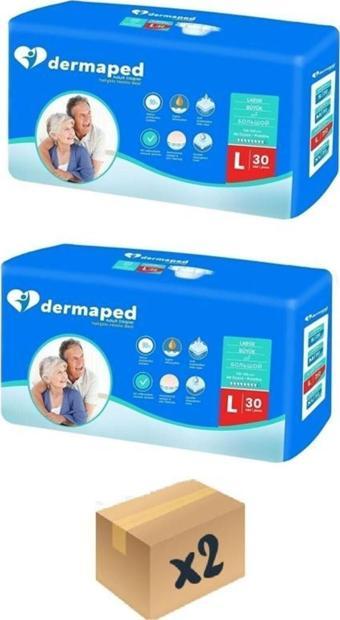 Dermaped Yetişkin Hasta Bezi Bel Bantlı Büyük Boy (l) Beden Süper Emici Avantaj Paket 30*2 60 Adet