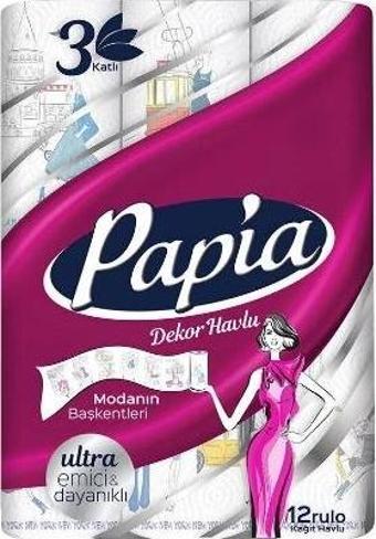 Papia Kağıt Havlu 12'li Decor (2'li)