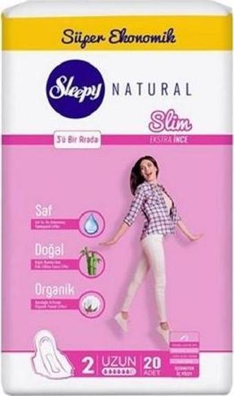 Sleepy Hijyenik Ped Natural Super Eko Uzun 20'li (2'li)