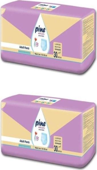 Pine Külotlu Hasta Bezi Büyük Boy Large Avantaj Paket 30*2 Paket 60 Adet