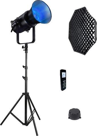 Gdx Exc-180RGB-II Rgb Led Video Işığı Full Set (Gridli 95cm Octagon + 260 cm Kalın Işık Ayağı)