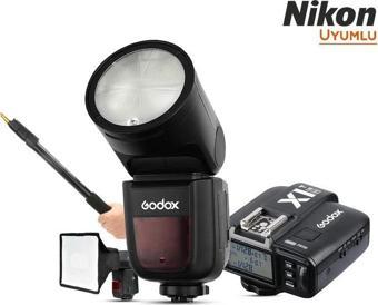 Godox V1 Nikon Flaş Kit (Yuvarlak Kafa) FULL Set