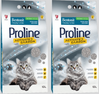 Proline Aktif Karbonlu Topaklanan Bentonit Kedi Kumu 10 lt 2 Adet