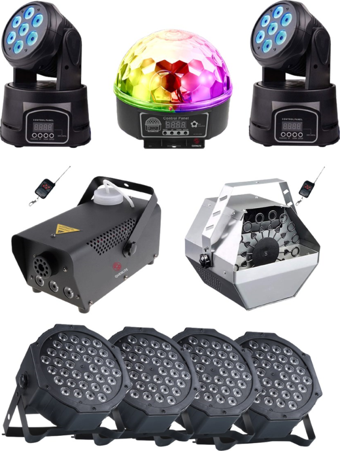 Quenlite Free Paket-4 Sahne Işık Sistemi Seti ( Top Küre Led Par Moving Head Robot Sis Balon Makinesi)