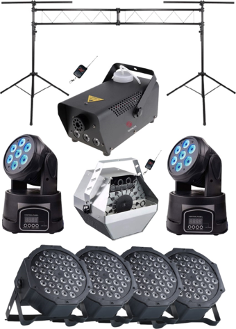 Quenlite Free Paket-7 Sahne Işık Sistemi Seti ( Top Küre Led Par Moving Head Robot Sis Balon Makinesi )