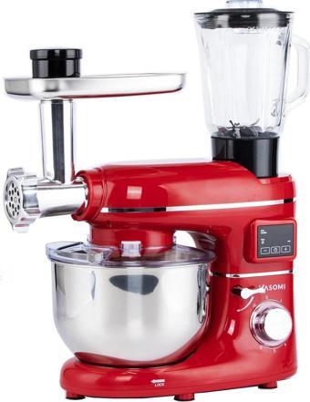 Yasomi Sm 1504bml Kırmızı Led Ekranlı Kıyma Çekme Aparatlı Blender Stand Mikser Mutfak Şefi 1500w