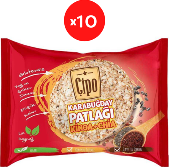 Glutensiz Fabrika ÇİPO KARABUĞDAY PATLAĞI KİNOA&CHİA 10 PAKET X 24 GRAM