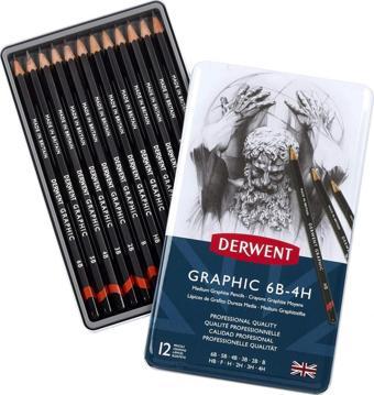 Derwent Graphic Set 12'li Dereceli Kurşun Kalem Çizim Seti - Medium / 34214