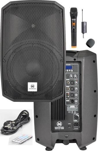 Maxword Maxi-12A-MİC Aktif Kabin Hoparlör 12 İnç 1200 Watt Bluetooth Usb Kablosuz Mikrofon