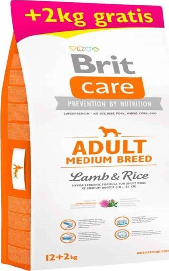 Brit Care Adult Medium Yetişkin Orta Irk Kuzulu Pirinçli Köpek Maması 12 +2 Kg