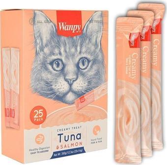 Wanpy Sıvı Kedi Ödülü Ton Balıklı Ve Somonlu 25 Adet X 14 Gr