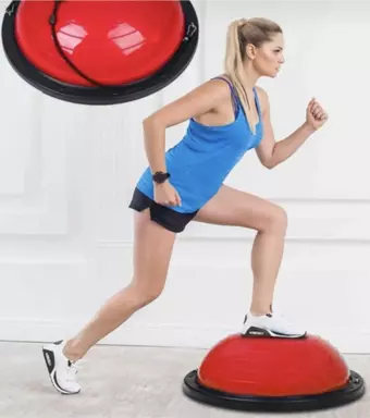 Triathlon T181 Bosu Ball Yarim Denge Topu Pilates Aleti Direnc Lastikli Pompa Dahildir Kırmızı