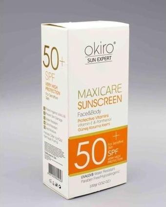 Okiro Güneş Koruma Kremi 100gr Spf 50+ Sun Expert Maxicare Sunscreen Face&Body Vitamin E& Panthenol