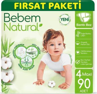 Bebem Natural Bebek Bezi 4 Beden Maxi Fırsat Paketi 90 Adet