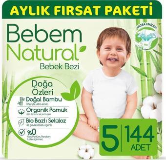 Bebem Natural Bebek Bezi Aylık Fırsat Paketi Junior 5 No 144 Lü