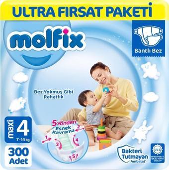 Molfix Bebek Bezi Ultra Fırsat Paketi Maxi 4 No 100 Lü X 3 Adet