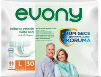 Evony Yetişkin Hasta Bezi Belbantlı Large 30 Lu Paket Bel Çevresi 100cm-150cm