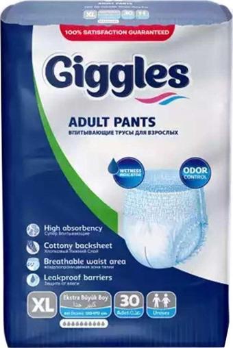 Giggles Yetişkin Emici Külot Ekstra Xlarge 30'lu 1 Paket 30 Adet Gıggek-xl-30