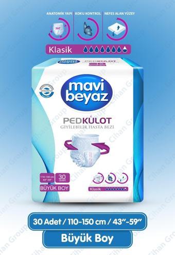 Mavi Beyaz Ped Emici Külot Hasta Bezi Large Büyük (30 Adet)