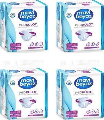 Mavi Beyaz Ped Külot Yetişkin Hasta Bezi Büyük Boy-large 30 Lu 4 Paket 120 Kullanım