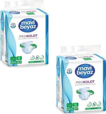 Mavi Beyaz Ped Külot Yetişkin Hasta Bezi Orta Boy-medium 30 Lu 2 Paket 60 Kullanım