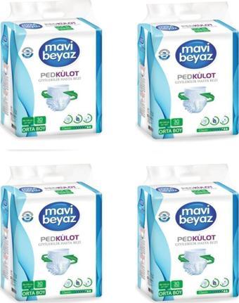 Mavi Beyaz Ped Külot Yetişkin Hasta Bezi Orta Boy-medium 30'lu 4 Paket 120