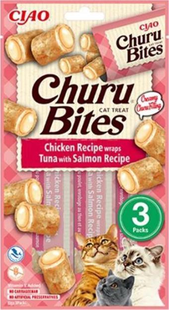 Ciao Churu Bites Tavuk Sargılı Ton Balıklı ve Somonlu Kedi Ödül Kreması 3x10 Gr
