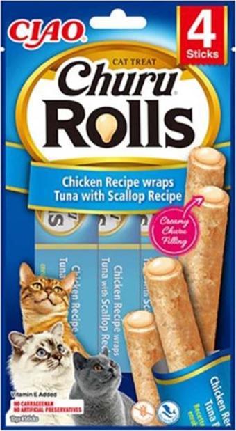 Ciao Churu Rolls Deniz Taraklı Tavuk Sargılı ve Ton Balıklı Kedi Ödül Maması 4x10 Gr