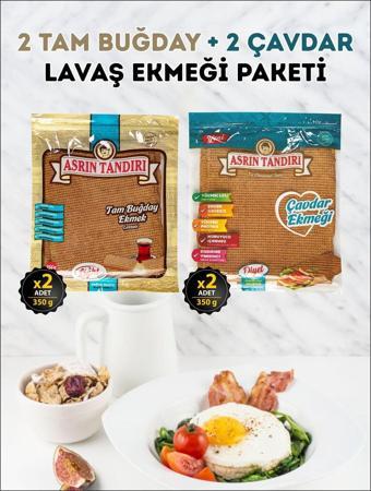 Asrın Tandırı 40 Adet Lavaş 4 Paket ( 2 Paket Ekşi Mayalı Tam Buğday + 2 Paket Ekşi Mayalı Çavdar ) 4 x 350 gr