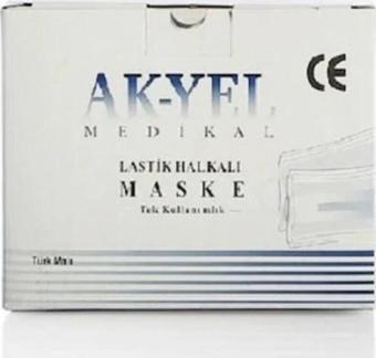 Akyel Ağız Maskesi 3 Katlı Burun Telli Meltblown Kumaş Filitreli 50 Adet