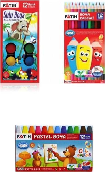 Fatih Kuru Boya Pastel Boya Sulu Boya Set 12'li