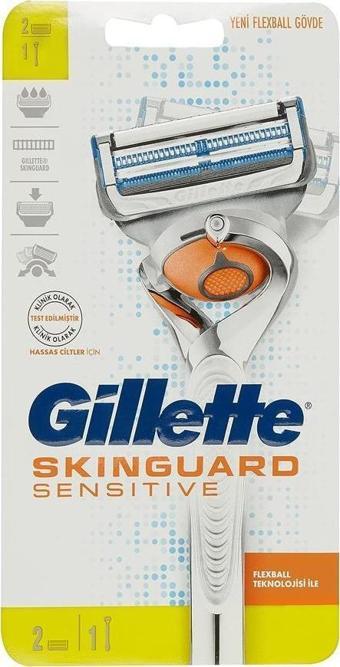 Gillette Skinguard Sensitive Flexball Gövde Traş Makinesi + 2 Yedek Bıçak