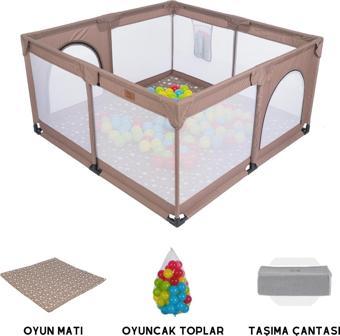 Mamma Playard Güvenli Bebek Ve Çocuk Oyun Alanı Oyun Parkı 125x125 Oyun Matı Ve Topları