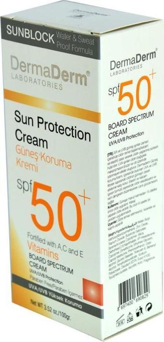 Dermaderm Güneş Koruma Kremi Spf 50+ Faktör Doğal Parabensiz 100Gr