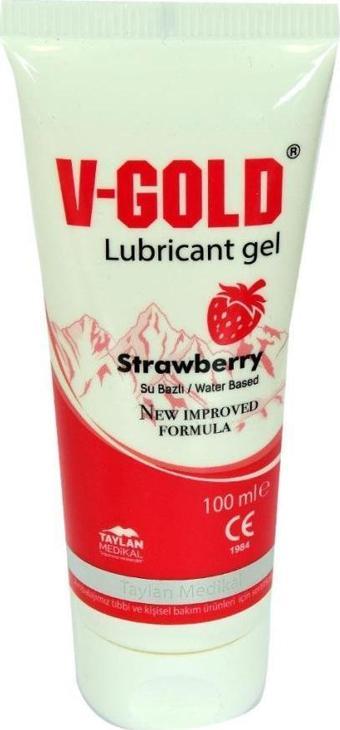 V-Gold Çilekli Su Bazlı Kayganlaştırıcı Jel 100 ML Strawberry