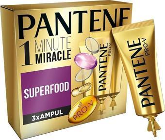 Pantene 1 Minute Miracle Superfood Ampül Saç Bakım Kürü 3x15ML