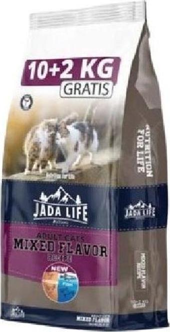 Jada Life Tavuk ve Balıklı Yetişkin Kedi Maması 10 Kg + 2 Kg