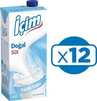 İçim Yarım Yağlı Süt 1 Lt x 12 Adet 