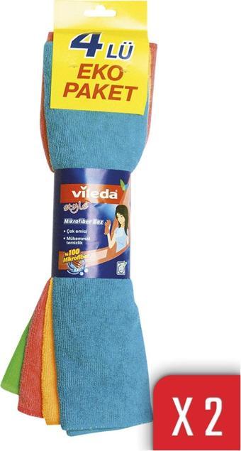 Vileda 2 Paket 4'Lü Mikrofiber Colors Xl 36X34 Temizlik Bezi