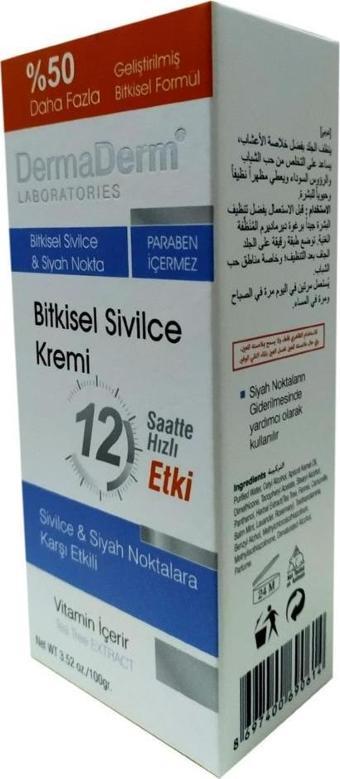 Dermaderm Bitkisel Siyah Nokta Karşıtı Akne Sivilce Kremi 100GR