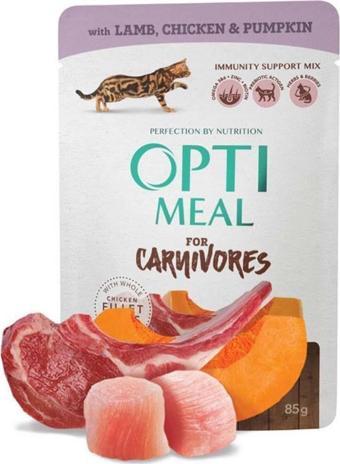Optimeal Tavuklu Kuzulu Balkabak Soslu Yaş Kedi Maması 85 Gr