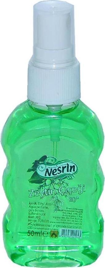 Nesrin Zeytin Çiçeği Kolonyası 50ML 60 Derece Pet Şişe Sprey 