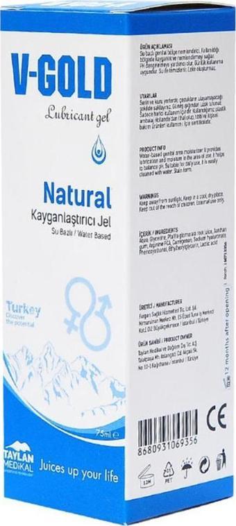 V-Gold Natural Su Bazlı Kayganlaştırıcı Jel Sade 75ML Lubricant Gel