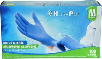 Has-Pet Pudrasız Mavi Nitril Eldiven Orta Boy (M) 100 Lü Paket