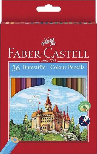 Faber-Castell 36 Lı Kuru Boya Kalemi Karton Kutu 1 Paket 36 Renk Faber Kuruboya Tam Boy Renkli Kalem