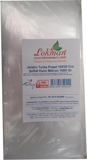 Jelatin Torba Poşet 10X20 Cm Şeffaf Kalın Mikron 1000 Gr 1 Paket