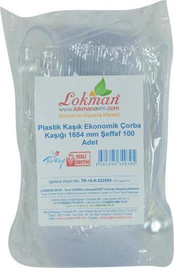 LokmanAVM Plastik Kaşık Ekonomik Çorba Kaşığı 1654 mm Şeffaf 100 Adet 1 Paket