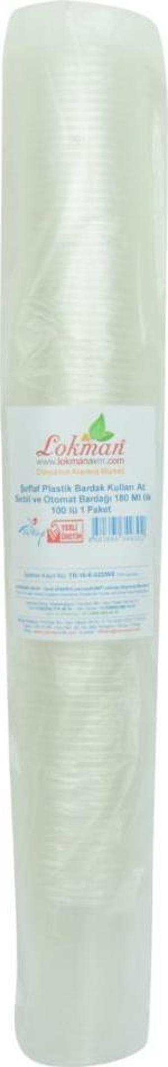 LokmanAVM Şeffaf Plastik Bardak Kullan At Sebil ve Otomat Bardağı 180 Ml lik 100 lü 1 Paket