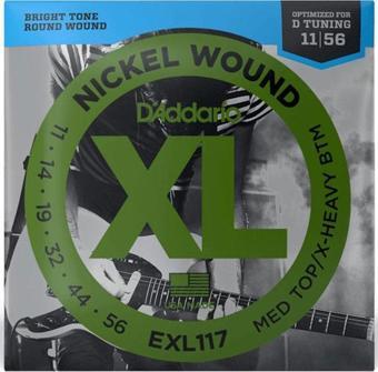 D'addario EXL117 Med Top/X-Heavy Btm Elektro Gitar Teli (11-56)